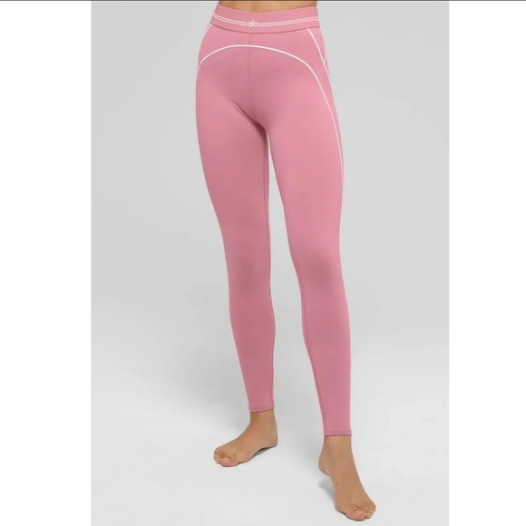 ALO Yoga Pants - Alo Yoga Airbrush High-Waist Heart Throb Legging Pink Wild Rose/White Small $134
